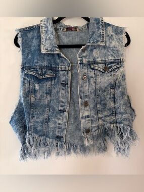 Highway Jeans Light Blue Distressed Denim Vest